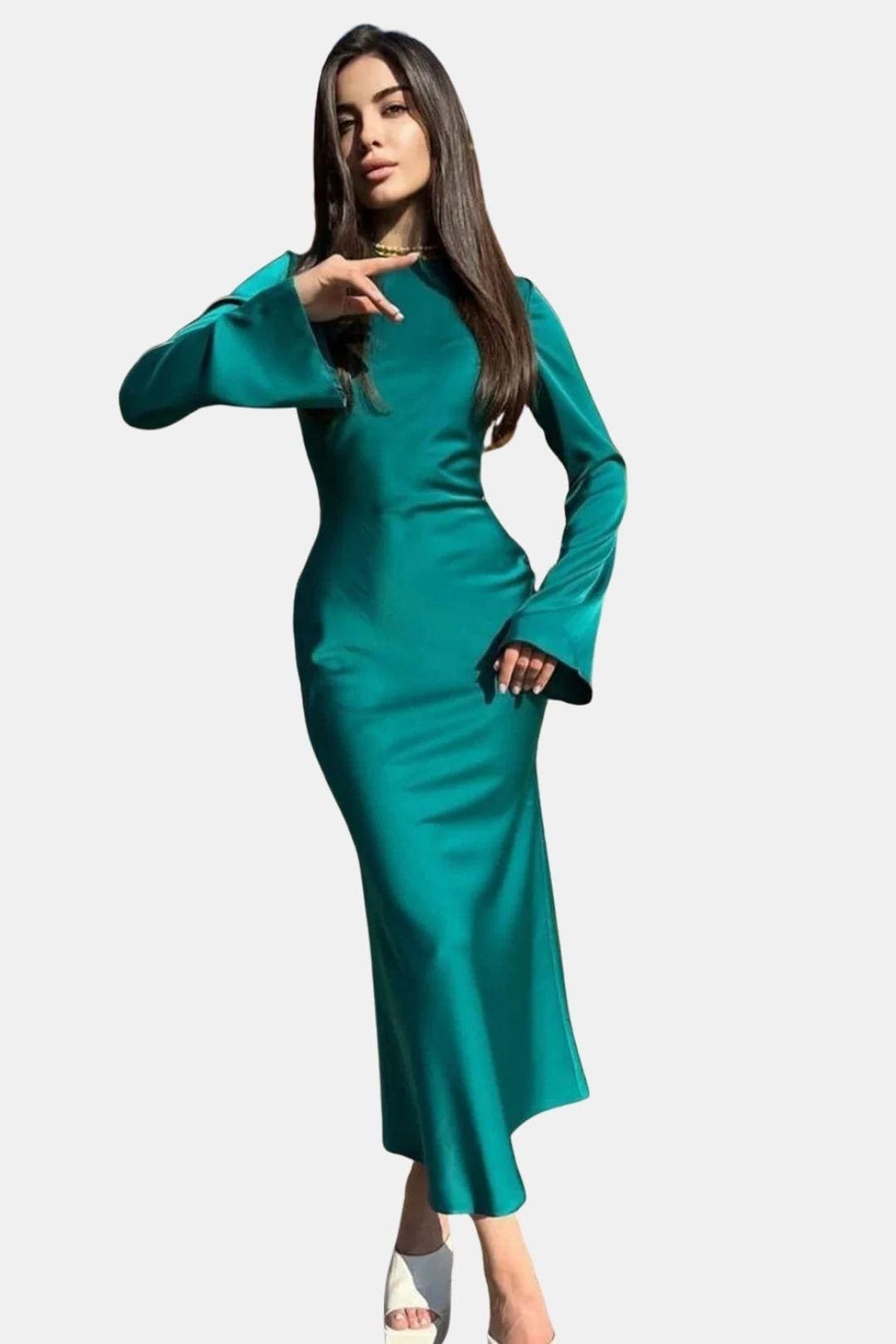 Roberta – Elegant Slim Satin Maxi Dress