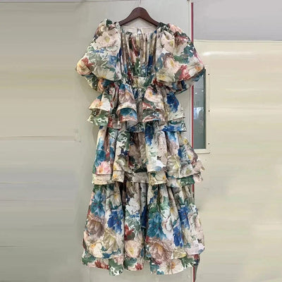 Gilda – Ruffle Sleeve Maxi Dress in Green
