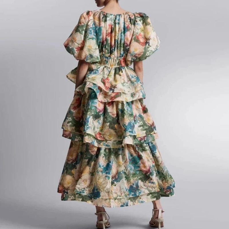 Gilda – Ruffle Sleeve Maxi Dress in Green