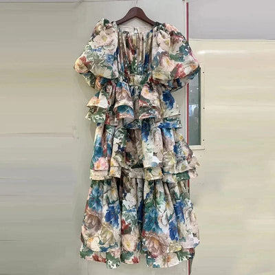 Gilda – Ruffle Sleeve Maxi Dress in Green