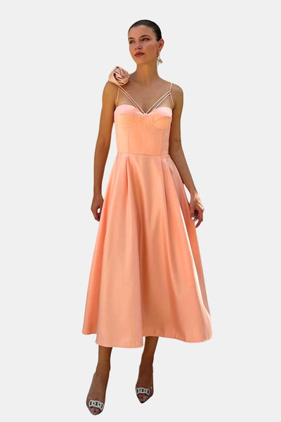 Rosavelle – Flower Detail Corset Midi Slip Dress