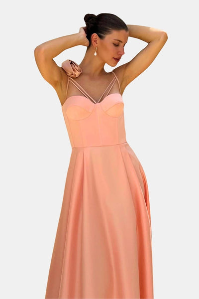 Rosavelle – Flower Detail Corset Midi Slip Dress