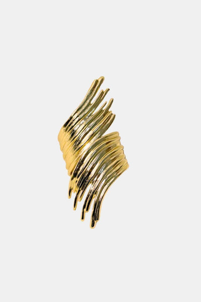 Rowena – Gold Abstract Ripple Open Bracelet