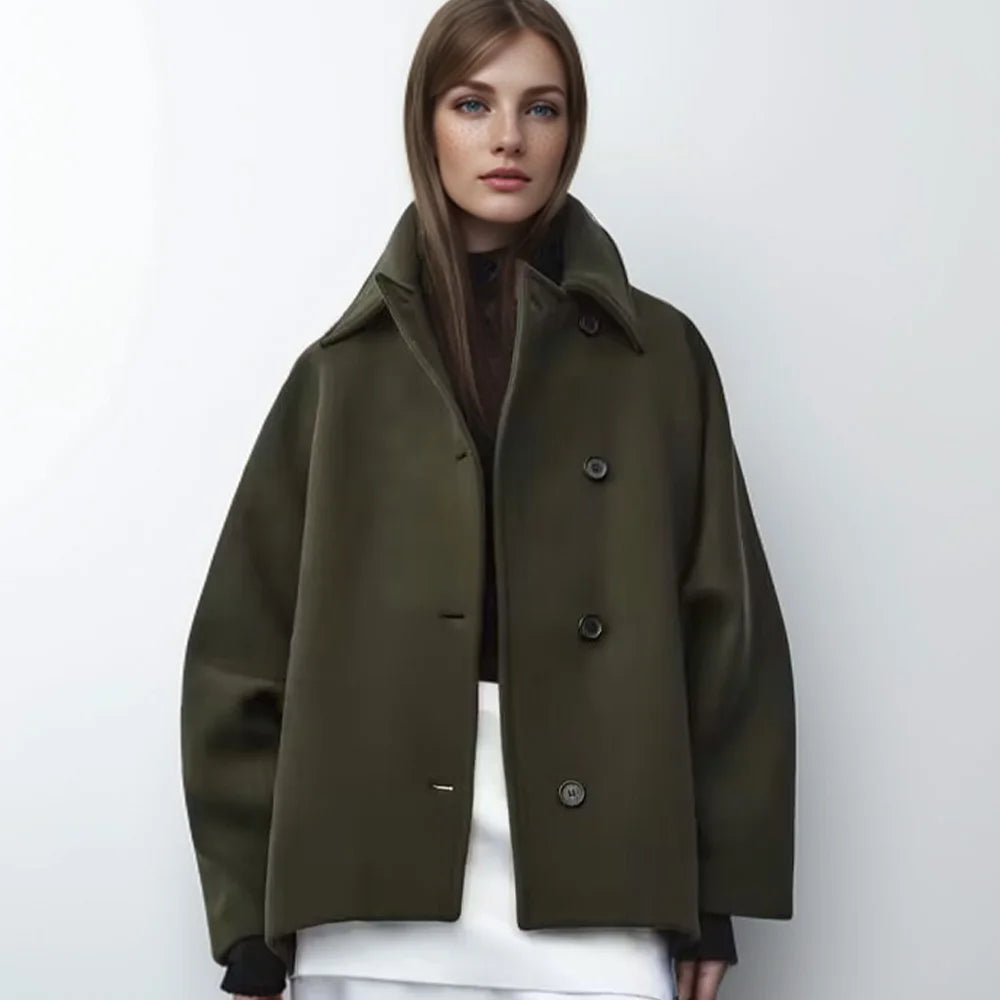 Cropped Wool Blend Coat | Structured Silhouette | Modern Minimalism | Versatile Style