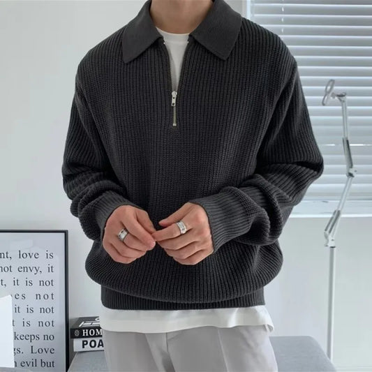 Zip-Collar Knit Sweater | Relaxed Fit | Modern and Comfortable