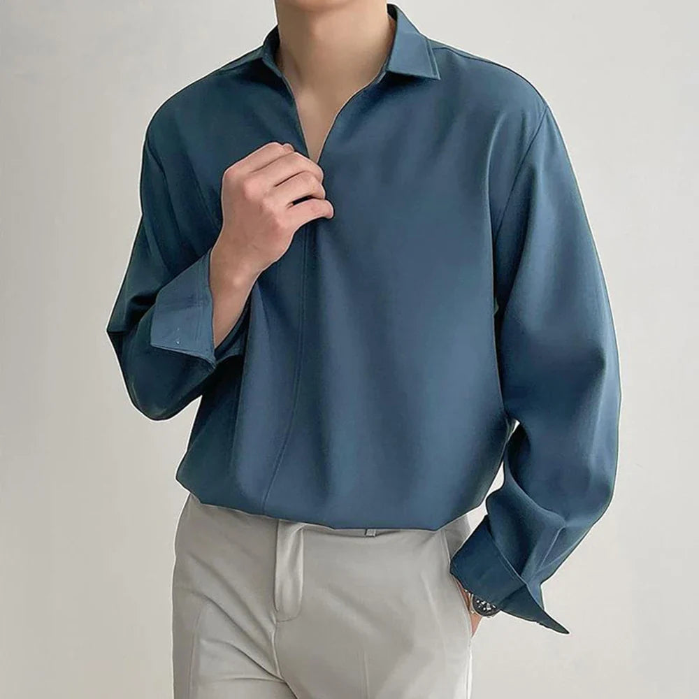 Loose-Fit Open-Collar Shirt | Cotton | Minimalist and Versatile