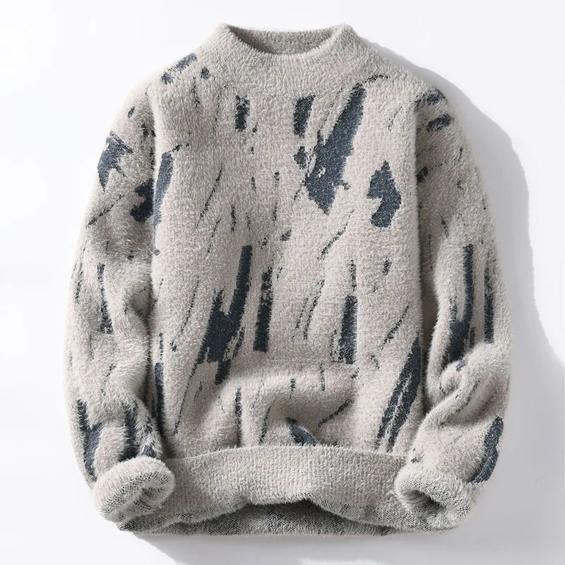 Abstract Brush-Pattern Sweater | Premium Wool Blend | Cozy and Stylish