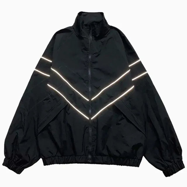 Color-Blocked Chevron Windbreaker | Polyester | Sporty and Bold