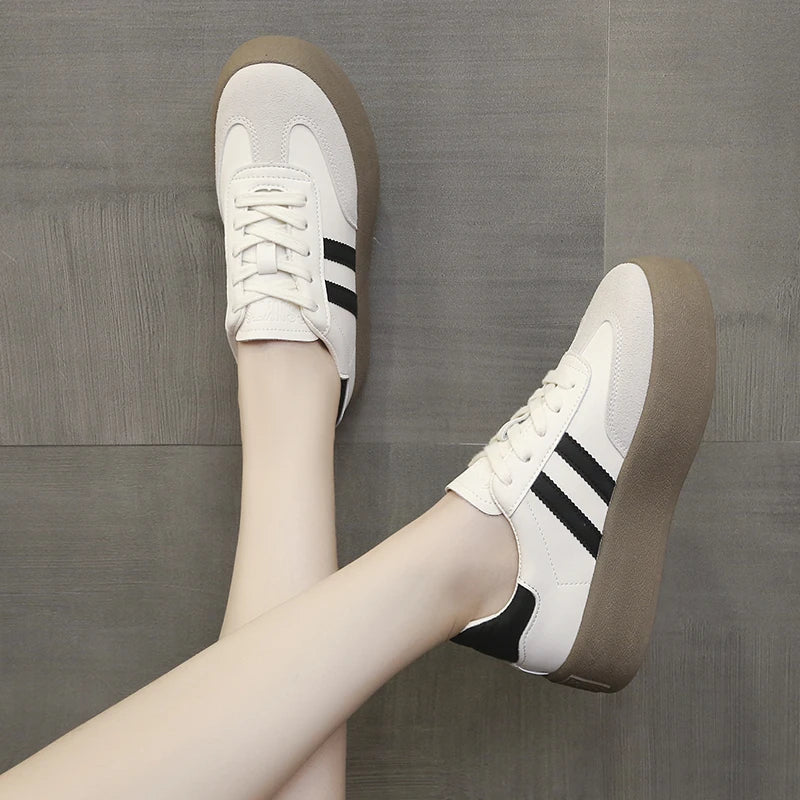 Retro Platform Sneakers | Striped Design | Comfortable & Stylish