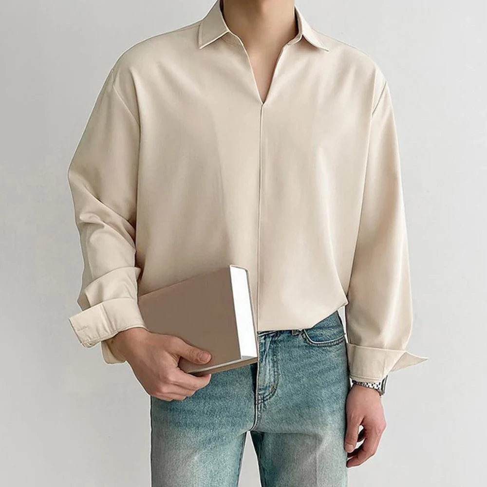 Loose-Fit Open-Collar Shirt | Cotton | Minimalist and Versatile