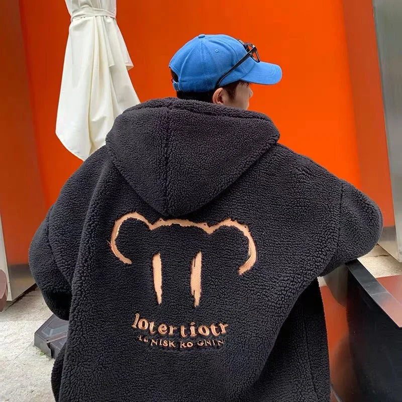 Oversized Teddy Coat | Hooded Fleece Jacket | Streetwear Graphic