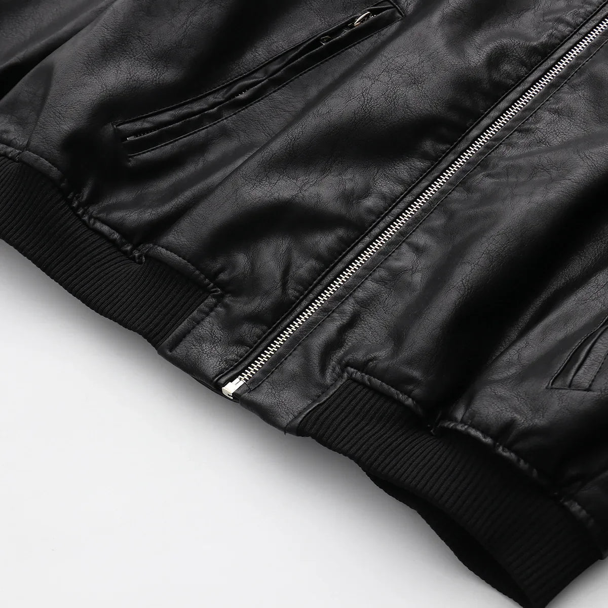 Cropped Bomber Jacket | Faux Leather | Sleek and Edgy