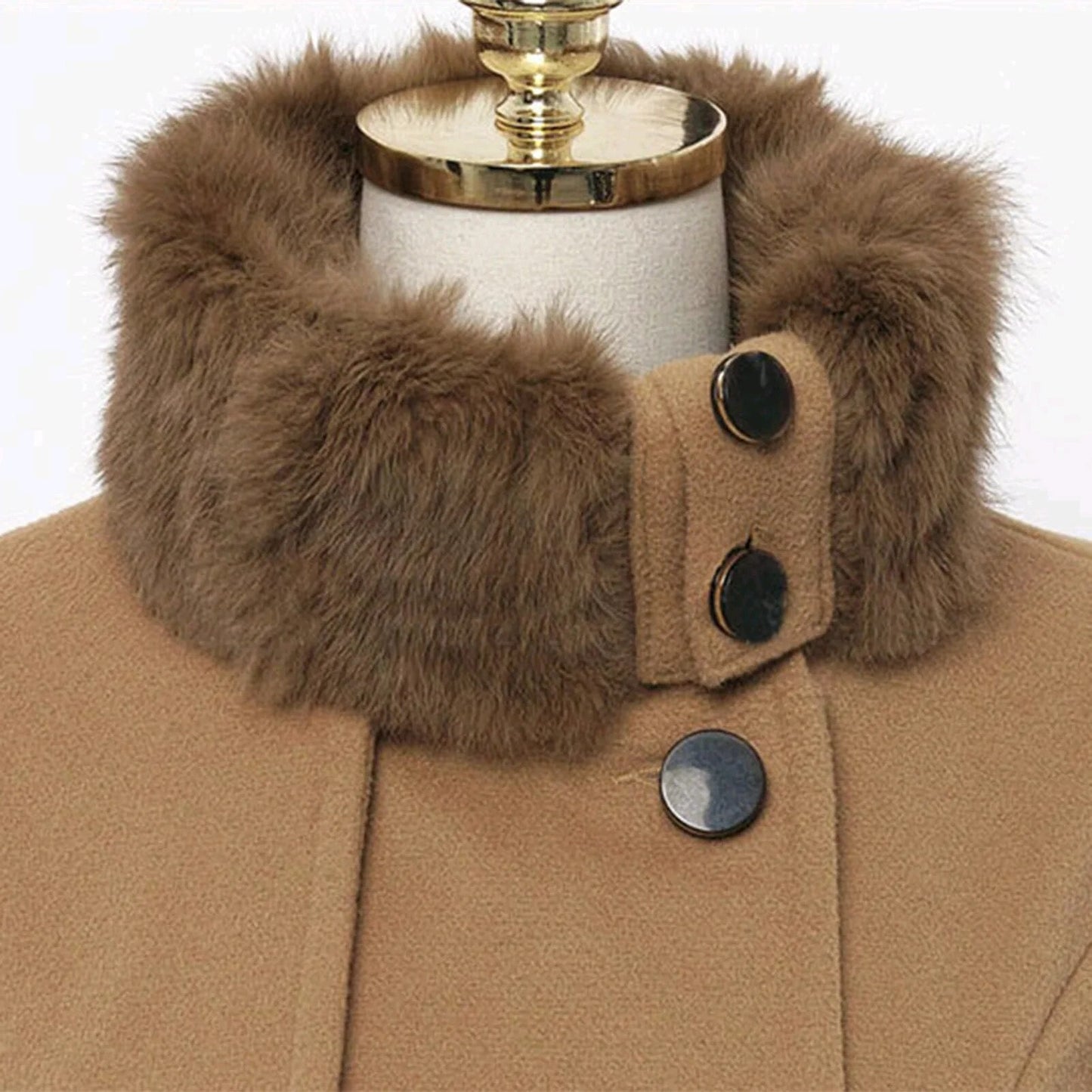 Women's Flared Wool Coat | Faux Fur Collar | Elegant and Warm