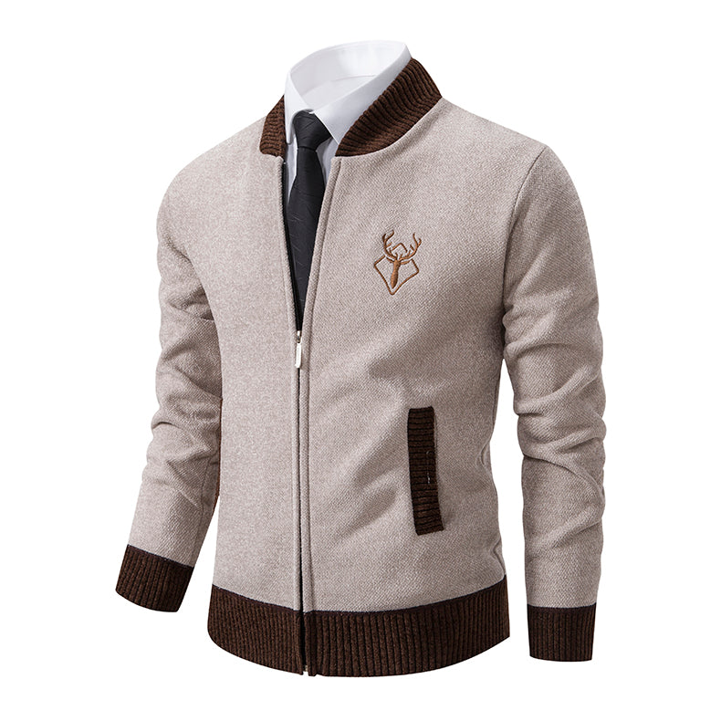 Embroidered Cardigan | Full-Zip | Casual Elegance