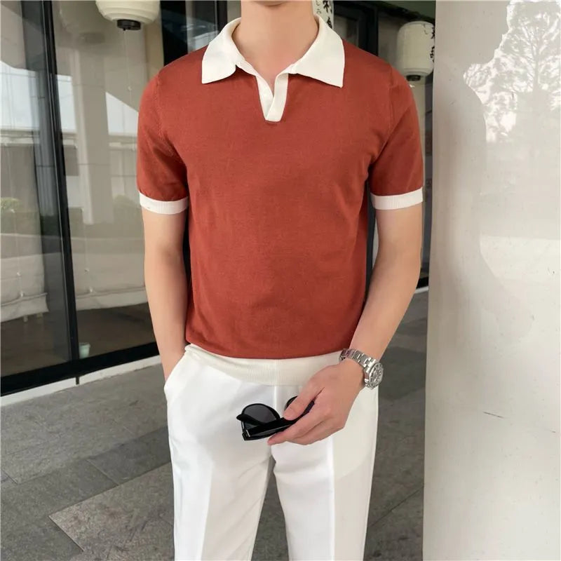 Contrast-Collar Knit Polo Shirt | Slim Fit | Smart-Casual Essential