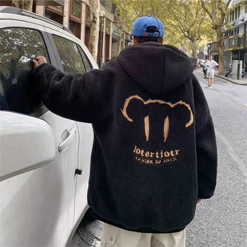 Oversized Teddy Coat | Hooded Fleece Jacket | Streetwear Graphic