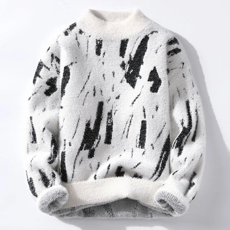 Abstract Brush-Pattern Sweater | Premium Wool Blend | Cozy and Stylish