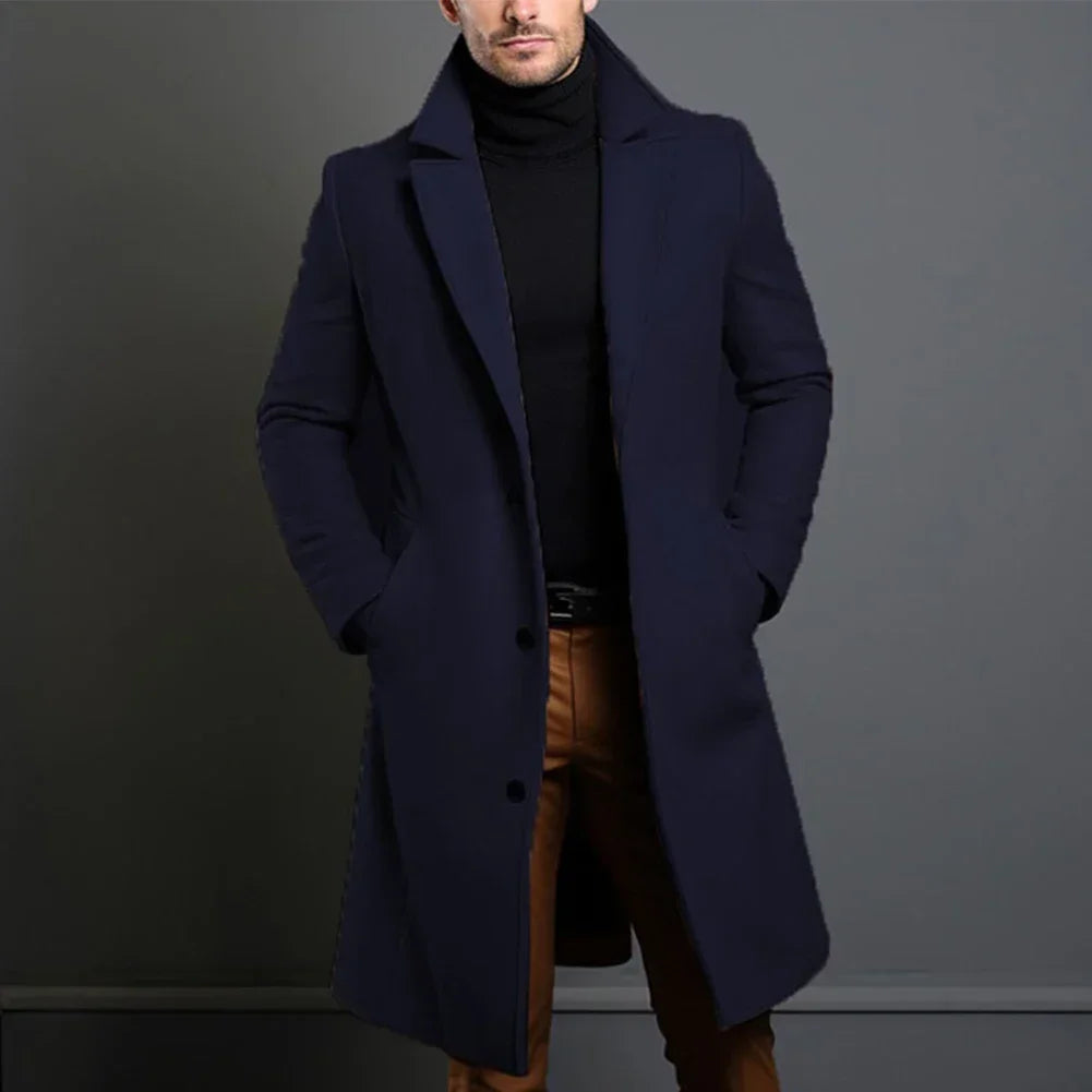 Classic Long Overcoat | Wool Blend | Sleek and Warm