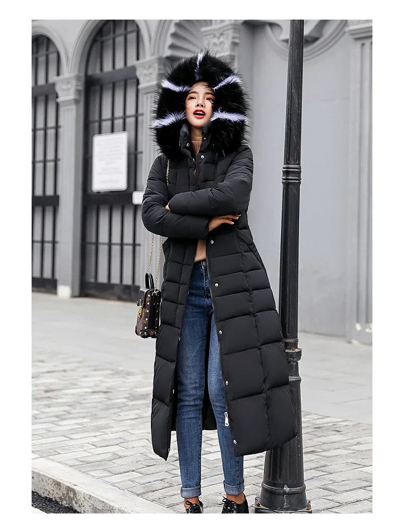 Longline Hooded Puffer Coat | Faux Fur Trim | Winter Warmth