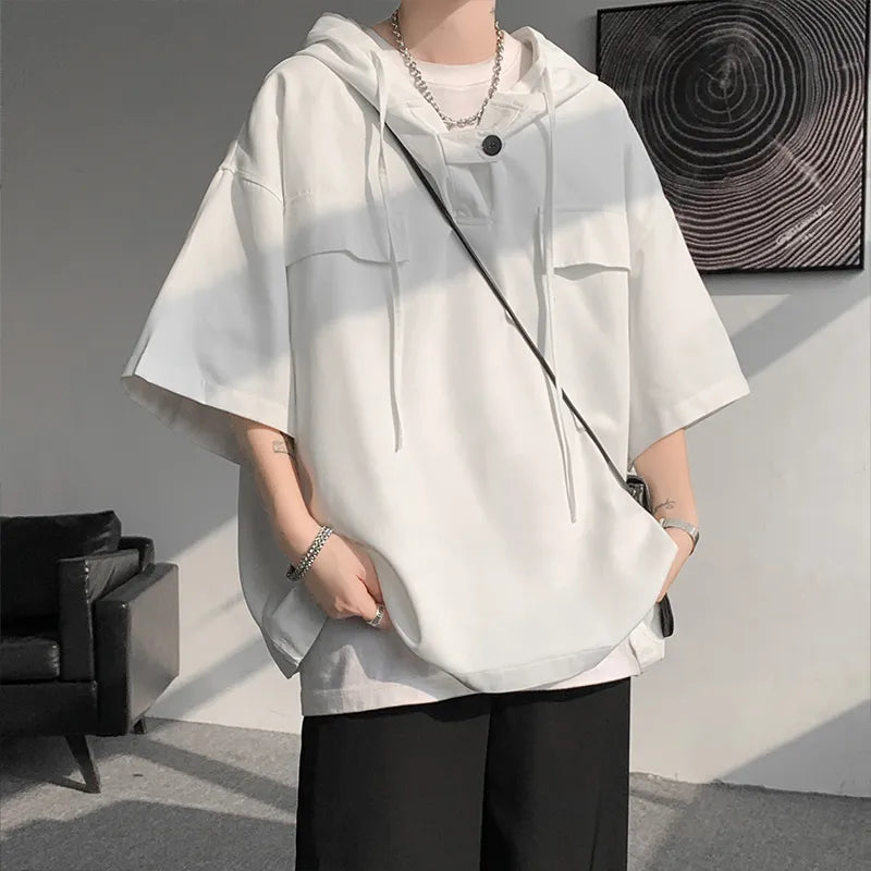 Short-Sleeve Oversized Hoodie | Polyester | Casual and Stylish