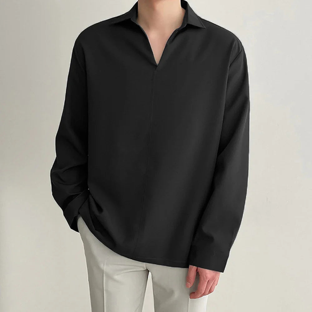 Loose-Fit Open-Collar Shirt | Cotton | Minimalist and Versatile