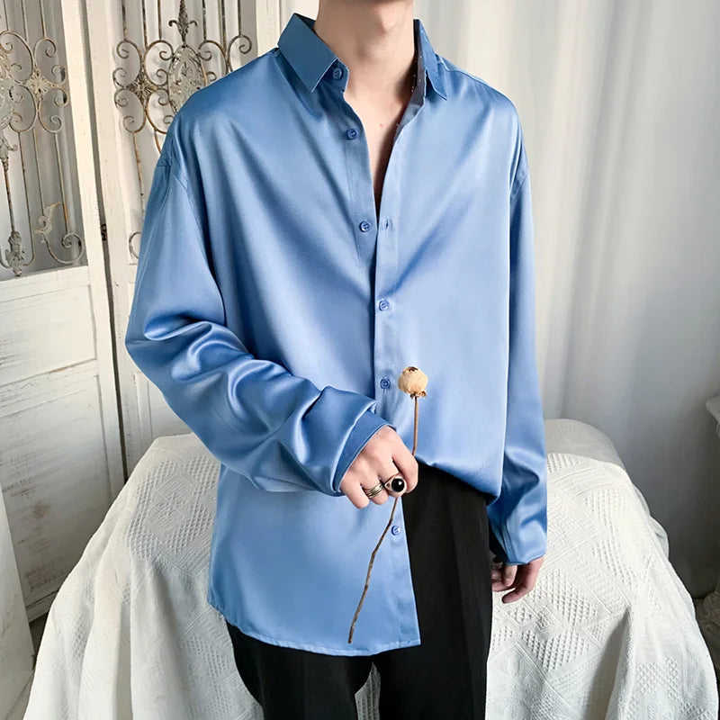 Satin Button-Up Shirt | Long Sleeve | Sophisticated Style