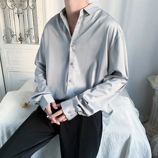 Satin Button-Up Shirt | Long Sleeve | Sophisticated Style