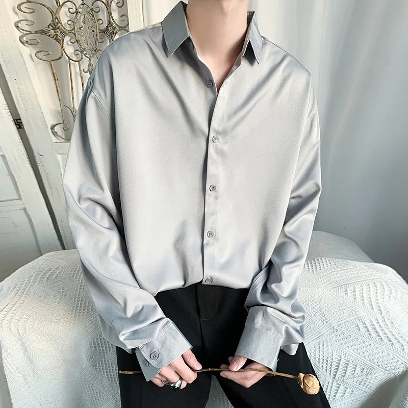 Satin Button-Up Shirt | Long Sleeve | Sophisticated Style