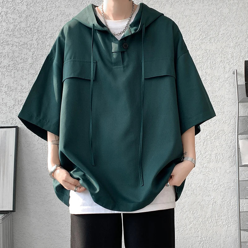 Short-Sleeve Oversized Hoodie | Polyester | Casual and Stylish