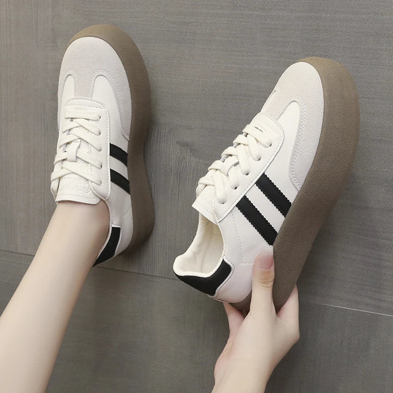 Retro Platform Sneakers | Striped Design | Comfortable & Stylish