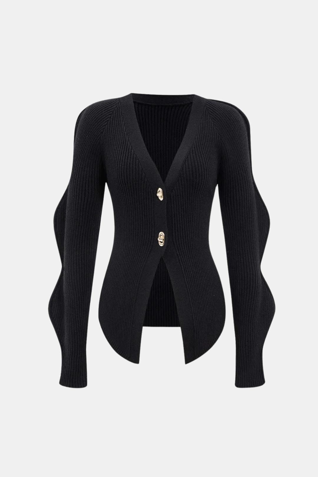 Sara – Solid Knit Button Cardigan