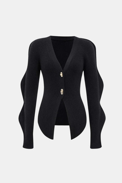 Sara – Solid Knit Button Cardigan