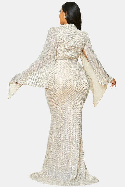 Saskia - Glitter Bell Sleeve Mermaid Prom Dress