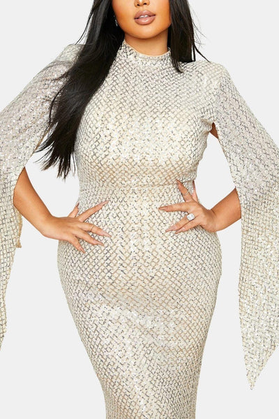 Saskia - Glitter Bell Sleeve Mermaid Prom Dress