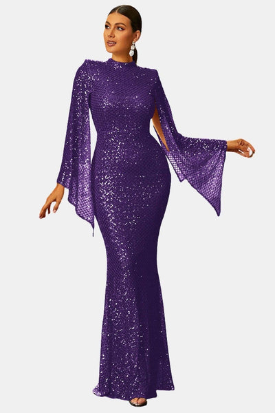 Saskia - Glitter Bell Sleeve Mermaid Prom Dress