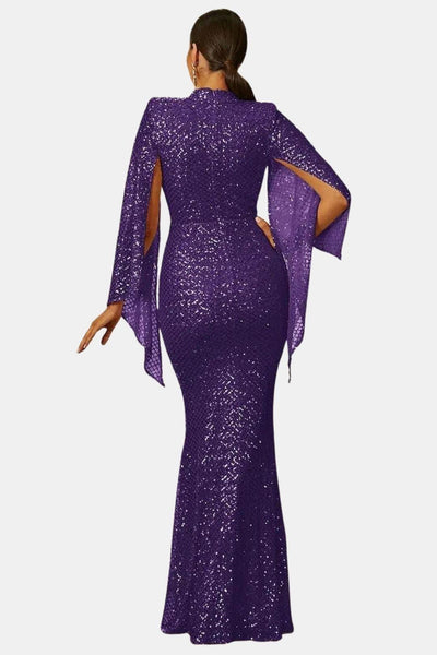 Saskia - Glitter Bell Sleeve Mermaid Prom Dress