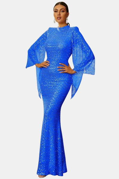 Saskia - Glitter Bell Sleeve Mermaid Prom Dress