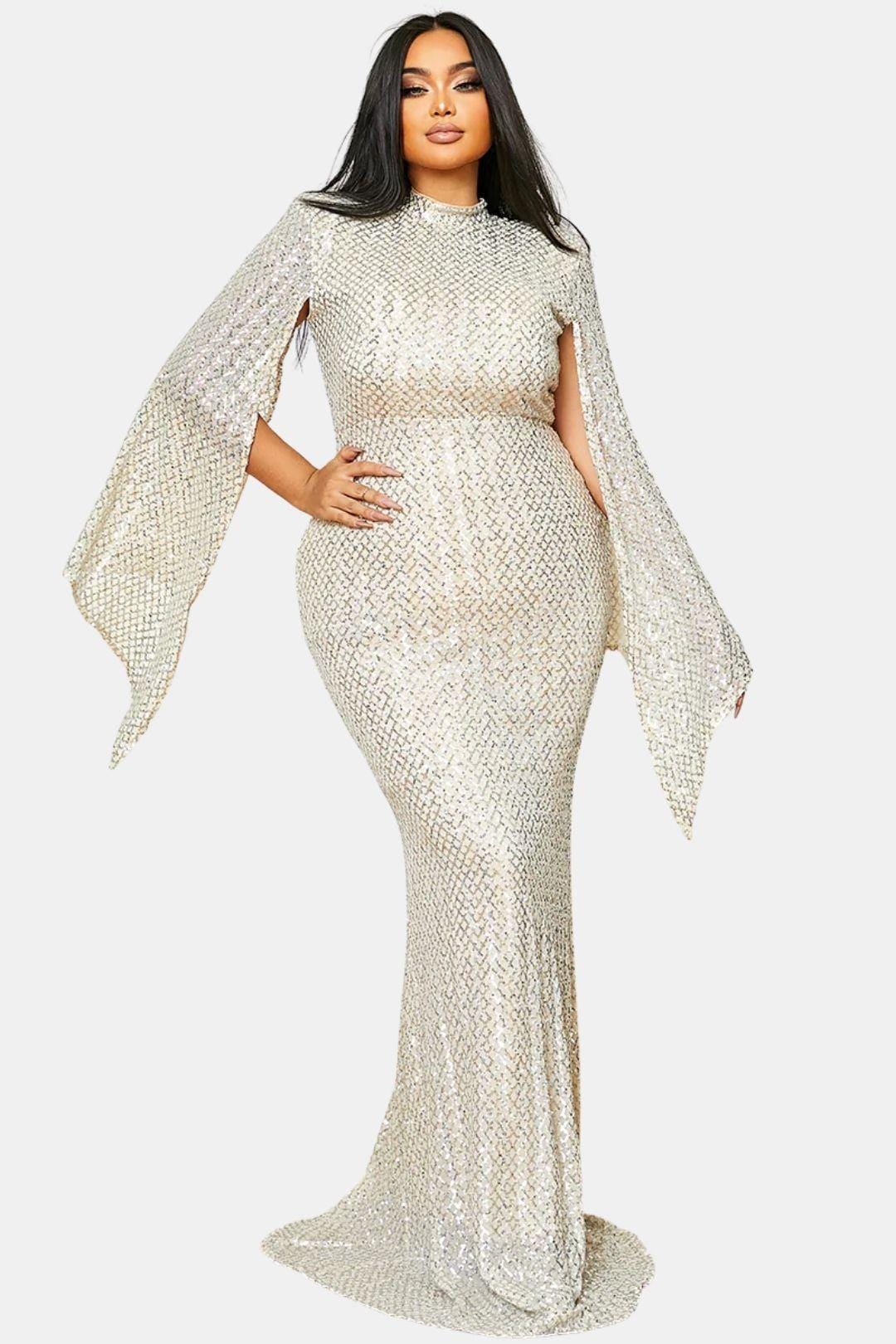 Saskia - Glitter Bell Sleeve Mermaid Prom Dress