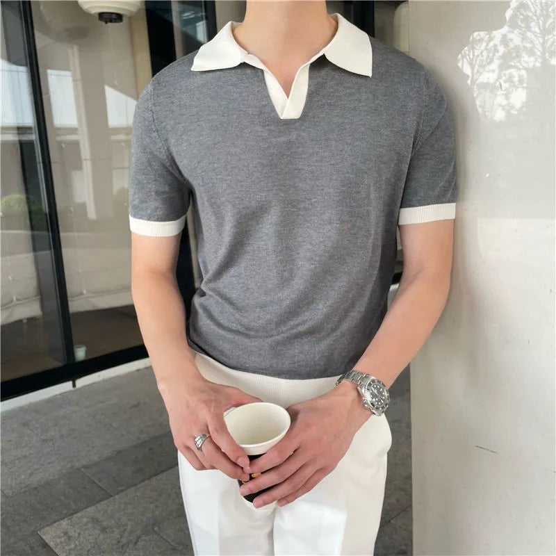 Contrast-Collar Knit Polo Shirt | Slim Fit | Smart-Casual Essential