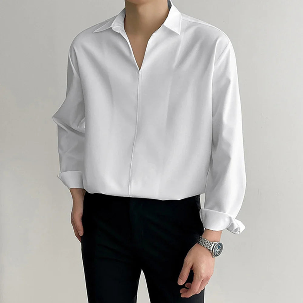 Loose-Fit Open-Collar Shirt | Cotton | Minimalist and Versatile