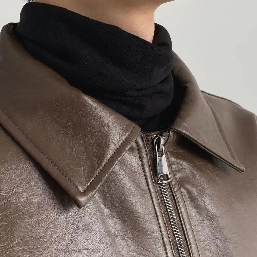 Classic Faux Leather Bomber Jacket | PU Leather | Sleek and Versatile