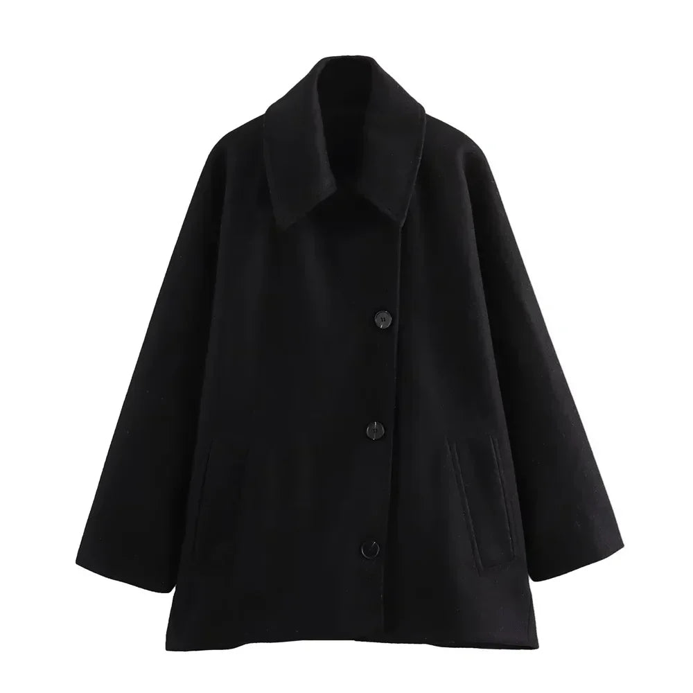 Cropped Wool Blend Coat | Structured Silhouette | Modern Minimalism | Versatile Style