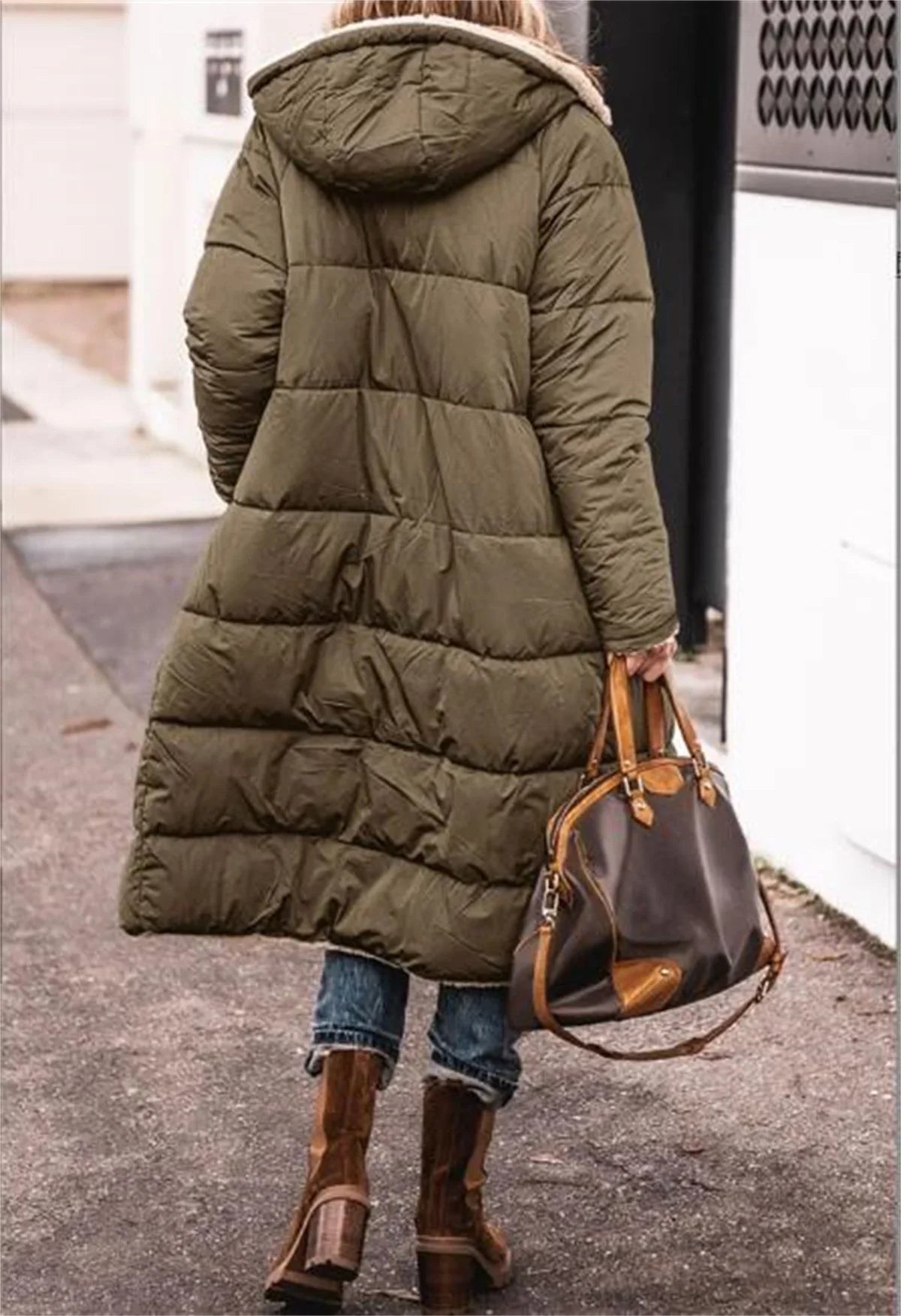 Hooded Longline Puffer Coat | Sherpa Lined | Winter Warmth