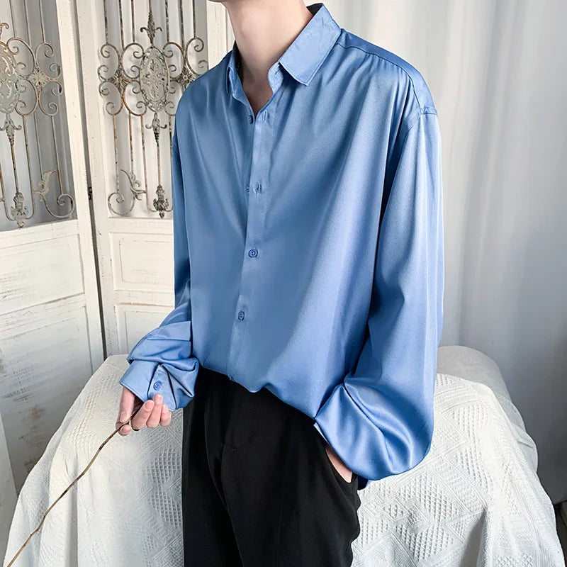 Satin Button-Up Shirt | Long Sleeve | Sophisticated Style