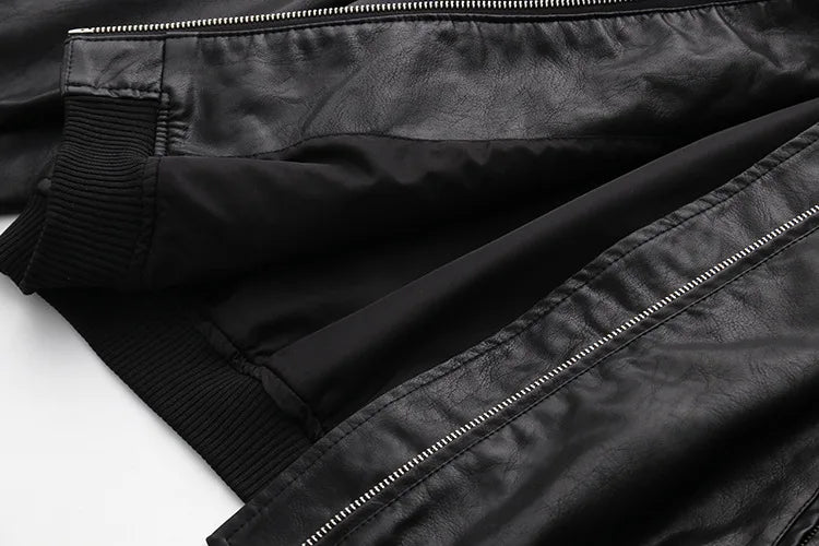 Cropped Bomber Jacket | Faux Leather | Sleek and Edgy