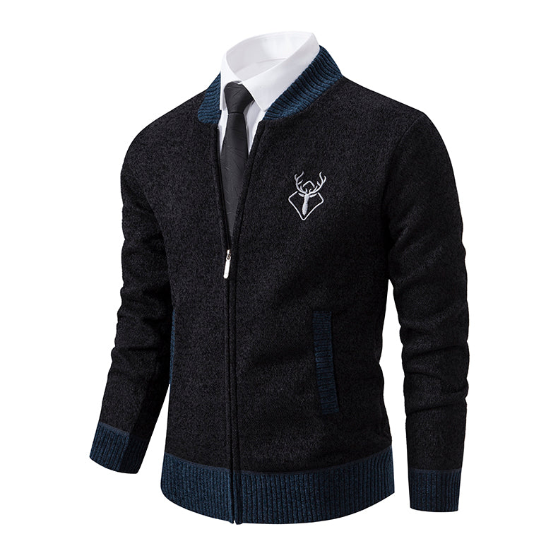 Embroidered Cardigan | Full-Zip | Casual Elegance