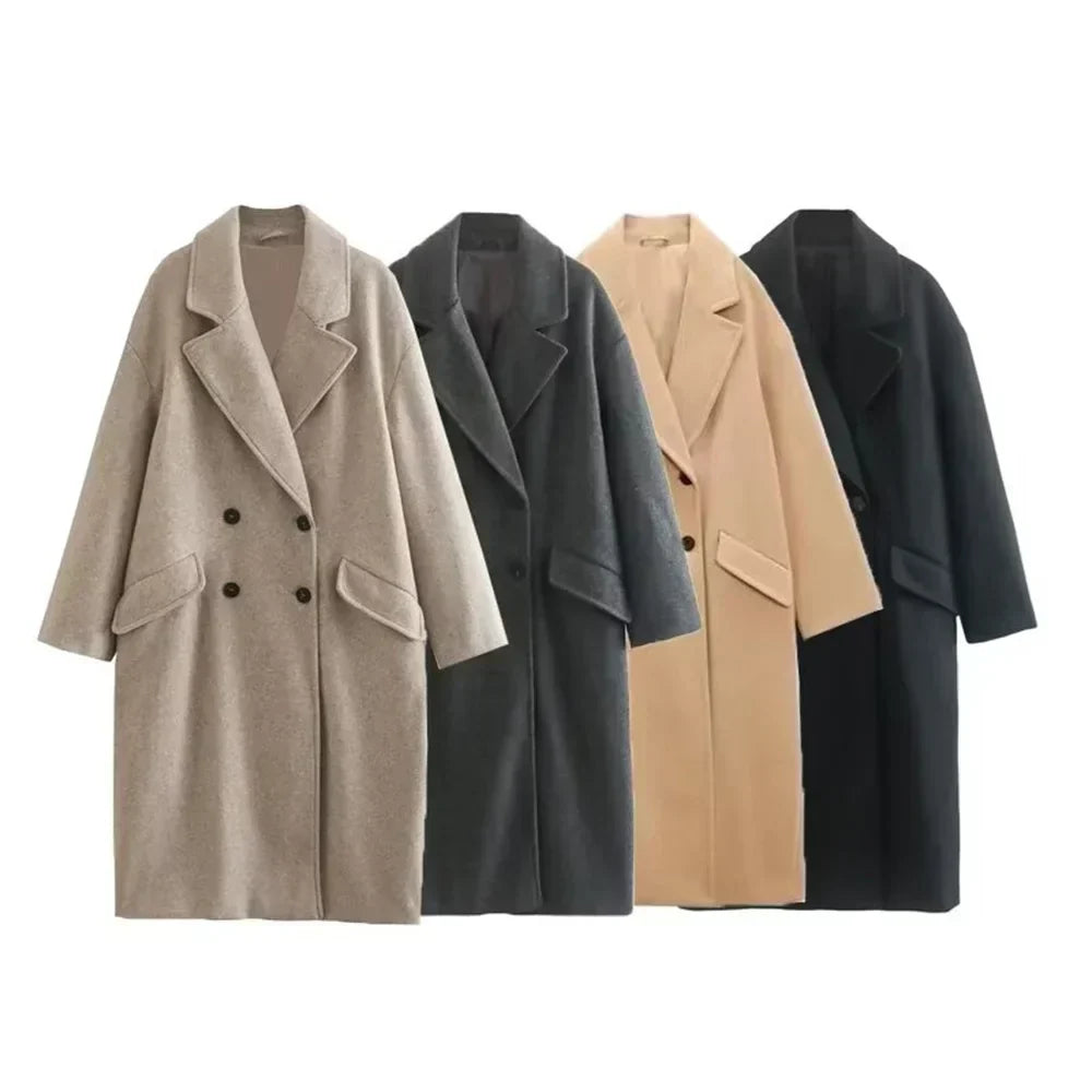 Double-Breasted Wool Blend Coat | Classic Tailored Fit | Timeless Elegance | Winter Staple