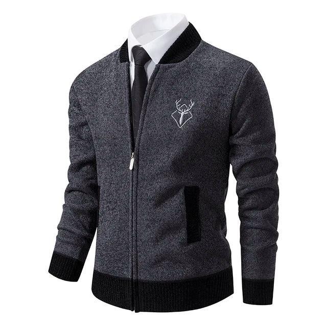 Embroidered Cardigan | Full-Zip | Casual Elegance