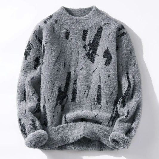 Abstract Brush-Pattern Sweater | Premium Wool Blend | Cozy and Stylish