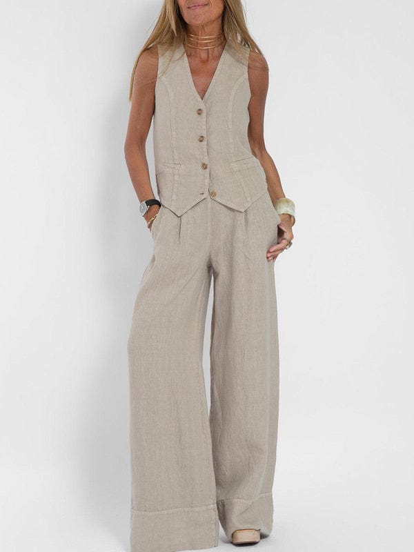 Selena – Sleeveless Vest & Wide-Leg Trousers Set